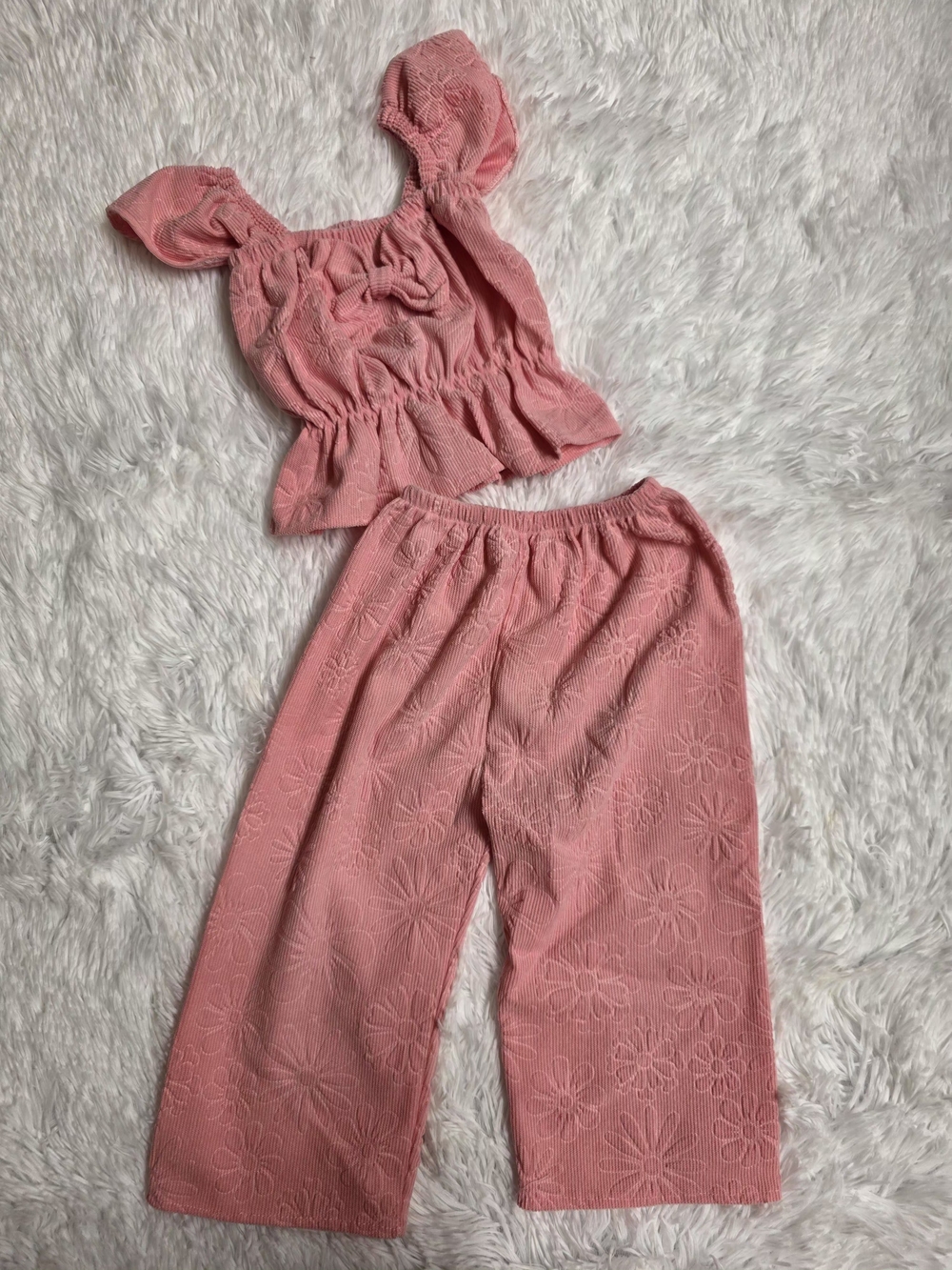 Floral Puff Sleeve Matching Set in Pink Like New